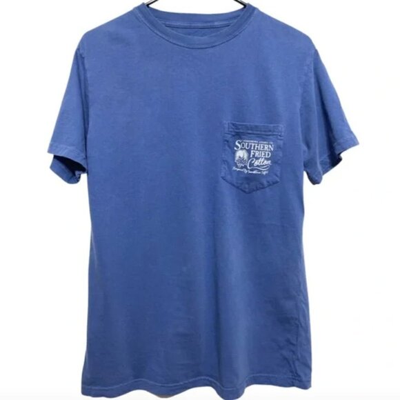 Southern Fried Cotton SoFriCo Graphic Tee Blue Comfort Fit Size S Southern Style - Picture 2 of 4
